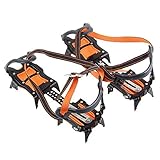 ✔【FÁCIL DE LLEVAR】 Los crampones son pequeños, livianos y fáciles de transportar, y se pueden colocar en bolsas de almacenamiento pequeñas o incluso en bolsillos. El set incluye 1 par de crampones. El exclusivo diseño ergonómico garantiza que la correa no se deslice y agarre sus pasos. En mal tiempo, puedes caminar con facilidad y seguridad.