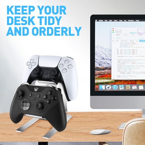Controller Holder โ 2 Tier Universal Aluminum Display Stand Accessories PC Gaming Desk Decor Stuff Gamer Gifts for Xbox Series X S, Elite 2, PS5, PS4, PS3, Switch Pro and Almost All Controller - Image 4