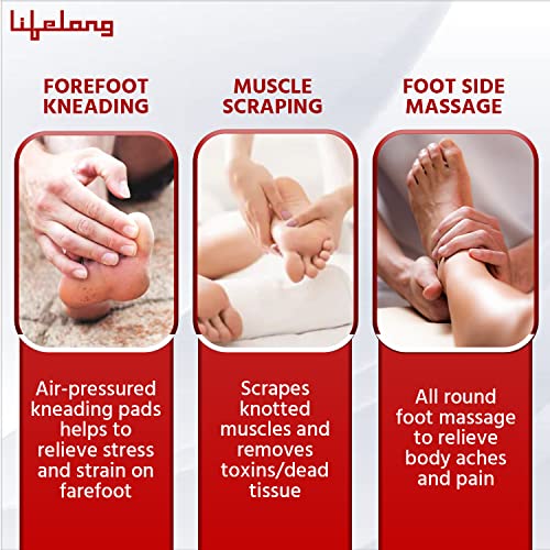 Image of Lifelong LLM432 Air Bag Foot Massager | Shiatsu Foot Massager Machine with Soothing Heat, Deep Kneading Therapy, Air Compression, for Blood Circulation and Foot Wellness, Brown