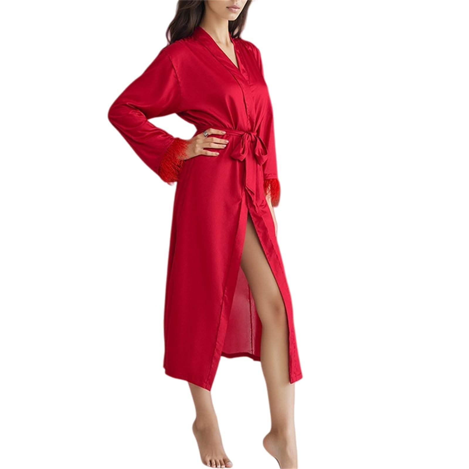 Robe kimono longue en satin soyeux pour femme pour mariée et demoiselle d'honneur, vêtement de nuit léger pour le quotidien