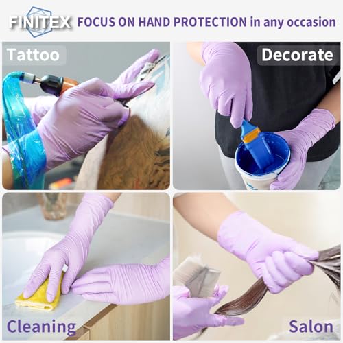 Image of Nitrile Disposable Latex-Free Gloves Purple 5mil 100PCS Cleaning Glove | Powder-free, Latex-free, Industrial-grade,Purple,5mil Thick,12inch long,Comfortable fit,Examination,Food,House Home Cleaning