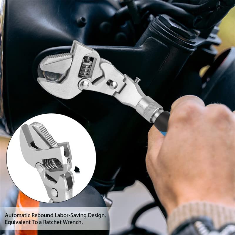 Llave ajustable 5 en 1, llave dinamométrica de 10 pulgadas, llave universal de trinquete curvado, llave plegable de 180 grados, herramienta manual para plomería, reparación de automóviles y mantenim