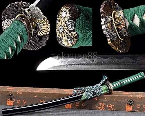 YL Sword Functional Folded Steel Wakizashi Noble Japanese Sword Clay Tempered Full Tang