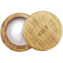 Totally Bamboo Salt Cellar Bamboo Storage Box with Magnetic Swivel Lid, 6 Ounce Capacity, Celtic Knot Engraved on Lid