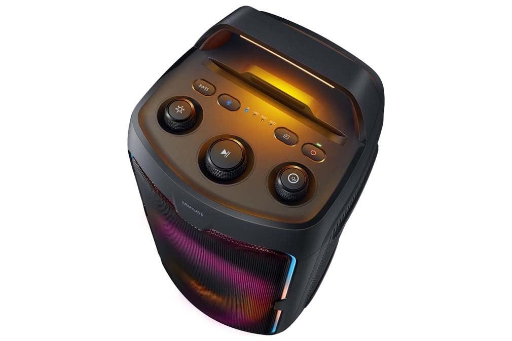 Samsung Sound Tower MX-ST40F/ZG Bluetooth Lautsprecher, Große Partybox & Musikbox mit Akku, 12 h Akkulaufzeit, 160 W, IPX4 wassergeschützt, Karaoke & Bass Booster, Tragbare Soundbox mit LED-Effekten