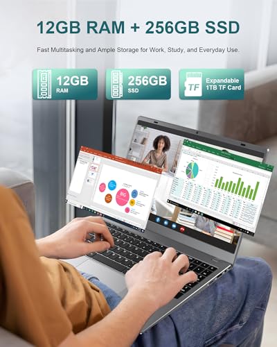 Image of Laptop Computer, 15.6 inch FHD Display, 12GB RAM, 256GB SSD