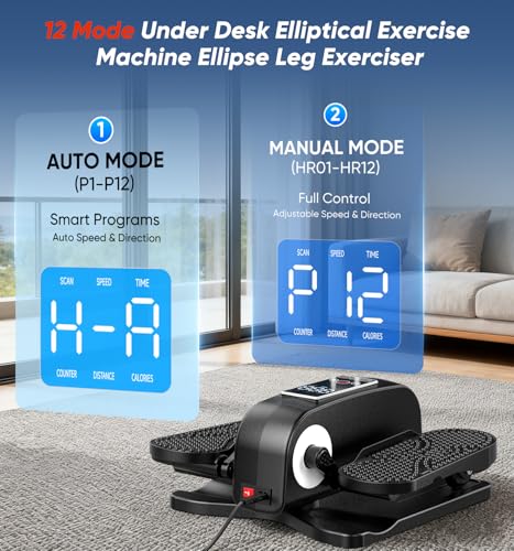 Image of HOMGIM Under Desk Elliptical Machine - Quiet Motorized Leg Exerciser with Smart Remote, 12-Speed Manual Programs Auto /3 Auto Programs LCD Display & Bidirectional Motion for Home /Office