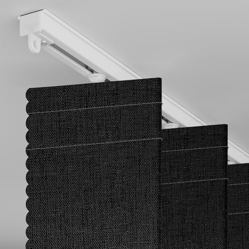 Image of AJAZZ 100% Blackout Sliding Door Curtains for Doorways, Accordion Doors for Doorway, Magnetic Door Curtain for Bedroom Living Room Doorway Curtain Sets Included Tracks (1 Pack, 72W x 79 L, Black)