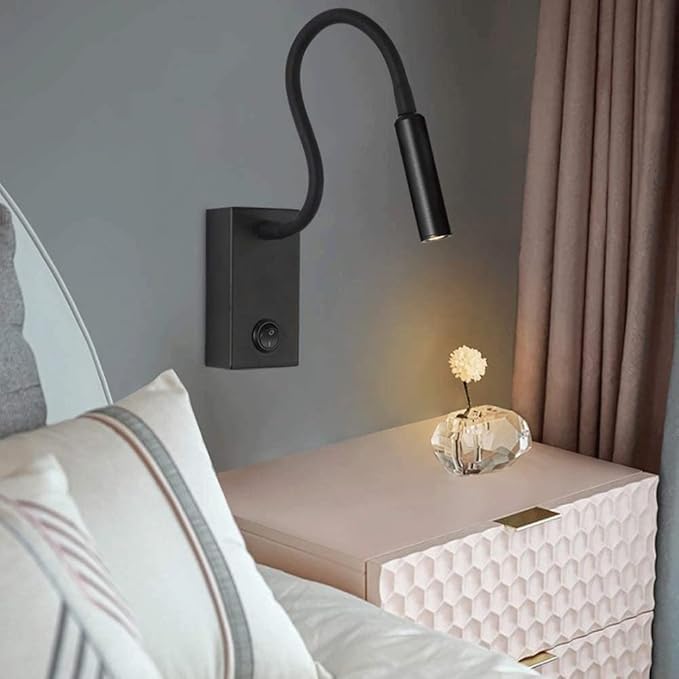 generic Wandlampen voor slaapkamer Bed Leeslamp Zwanenhals LED-licht voor slaapkamer Wandkandelaar 3000K Warm wit Wandmontage Slaapkamerlicht Zwart blaker photo 2