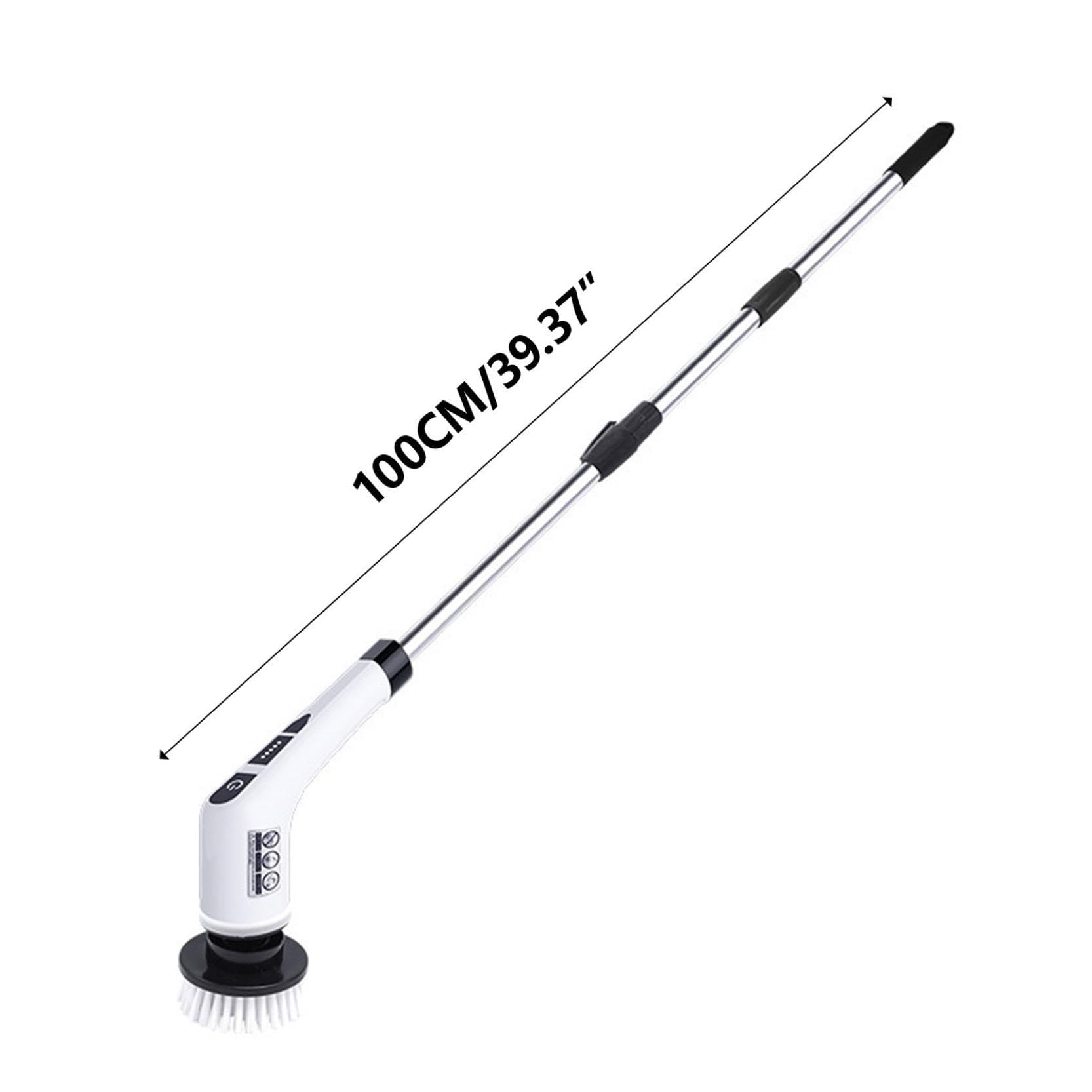 Fregadora Giratoria Eléctrica, Cepillo De Limpieza Retráctil Con Brazo De Extensión Ajustable Y 8 Cabezales De Cepillo De Repuesto, Fregadora Eléctrica Inalámbrica Impermeable IPX8 For Baño, Cocina, B