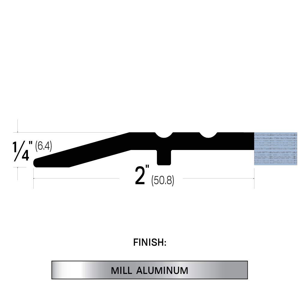 Fire Rated/Mill Aluminum Half Saddle/Threshold (3441MA), SMS #10 x 1-1/2'' supplied, (2'' W x 1/4'' H) (36'')