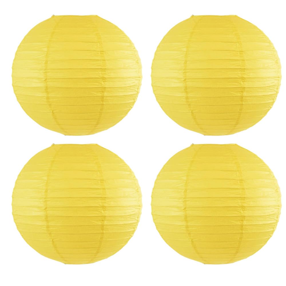 4Pcs Paper Lanterns Paper Lamp Shade Chinese Japanese Hanging Paper Lantern for Home, Party, Wedding, Christmas Decorations (Yellow,10 Inch)