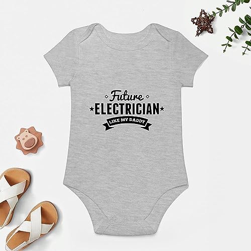 Future Electrician Like My Daddy Cotton Romper Short Sleeve Baby Body Suits White Baby Girl Outfits 0-3 Months4