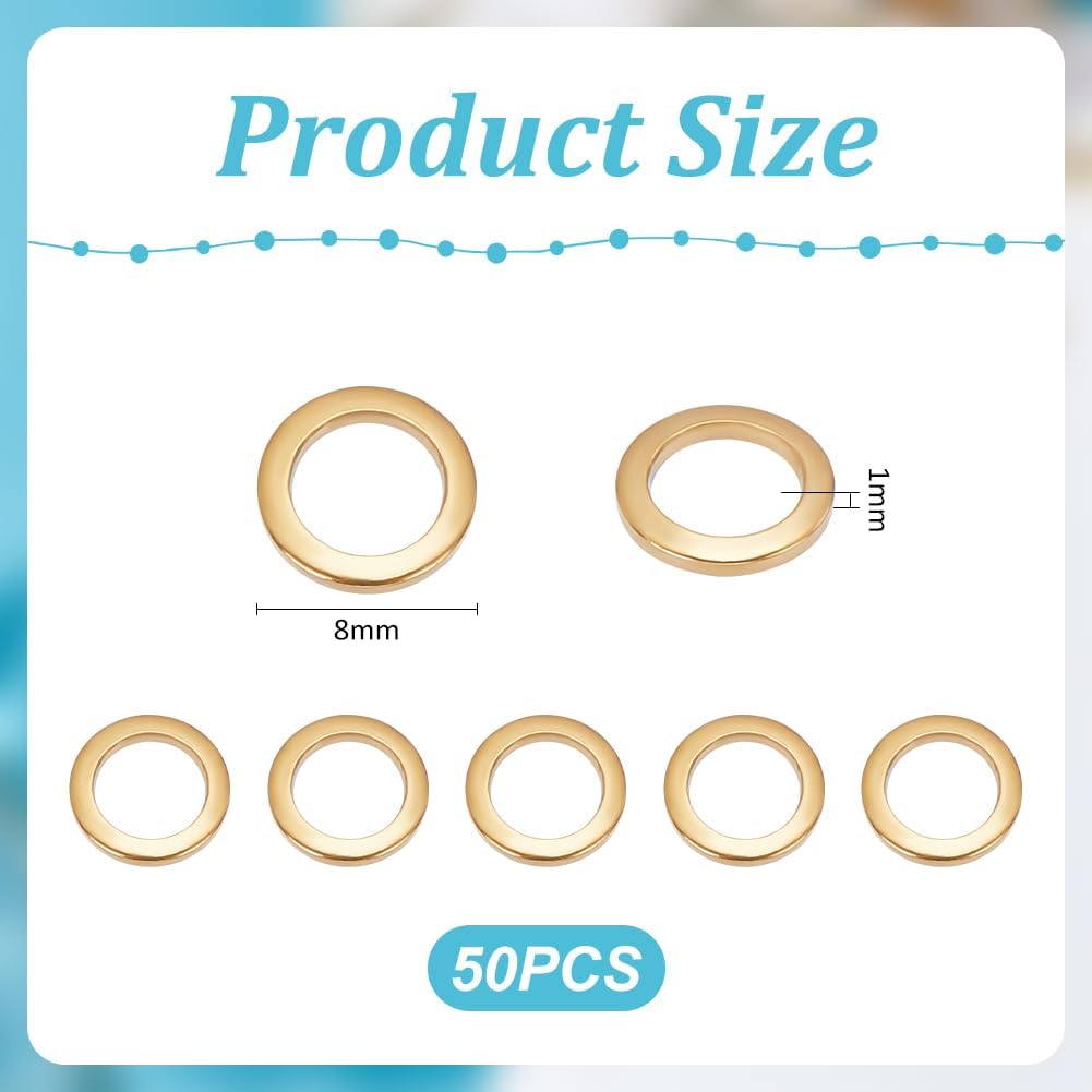 UNICRAFTALE 50Pcs Real 18K Gold Plated Round Linking Rings 8mm Hollow Circle Bezel Linking Rings Stainless Steel O Ring Golden Round Circle Frames Connectors Ring Jewelry - Image 3