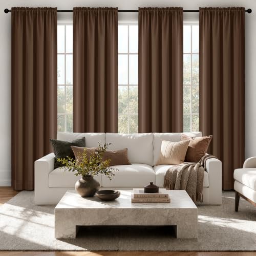 Image of MIULEE Brown Blackout Curtains 84 Inch Length for Bedroom Set of 4 Panels