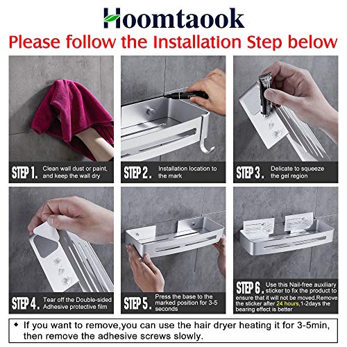 Hoomtaook douchebak zonder boren Douchebakplank spijkervrij geen beschadigingen, aluminium oppervlak roestvrijstalen… - Image 6