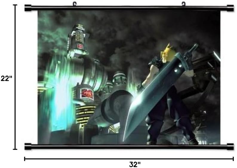 Final Fantasy VII 7 Featuring Cloud Game Fabric Wall Scroll Poster (32" x 22") Inches