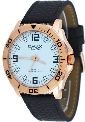 Omax #VXL001 Men's Brown Leather White Dial Casual Analog Sports Watch