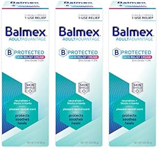 Balmex AdultAdvantage Bprotected Skin Relief Healing Cream, with Zinc Oxide Barrier Cream Protection + Skinshield Soothing Botanicals for Adult Incontinence, Adult Rash and Bed Sores, 3oz (Pack of 3)