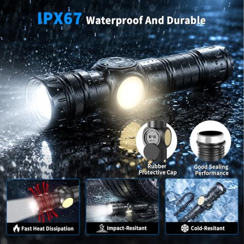 Eopora High Power Rechargeable LED Torch Light, 2 KM Long Range | 10000 Lumens, High Beam, Magnetic Base, IP67 Waterproof, 9 Light Modes, USB-C Charging, LCD Display, For Camping and Outdoor - Image 7