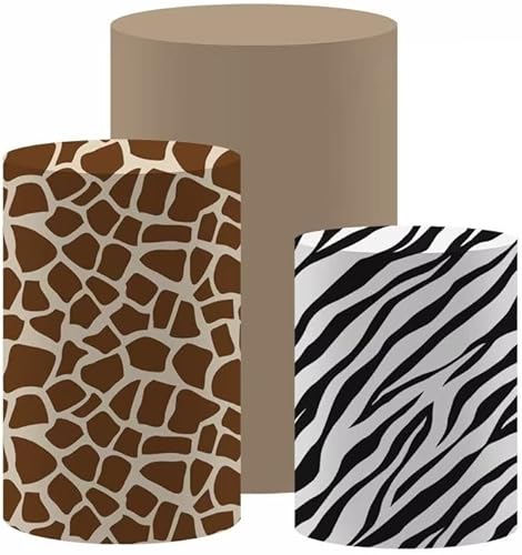 Miniatura 3 de Cubierta de pedestal para Safari Fiesta de Cumpleaños Recién Nacido Baby Shower Decoración Plinto Cubierta de Cilindro Caqui Puro Accesorios NO-234