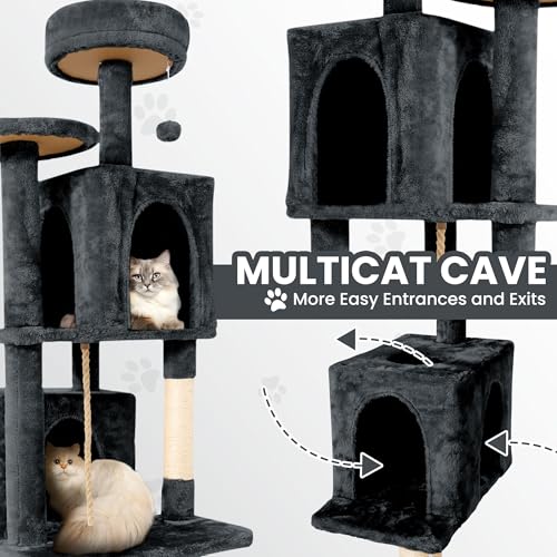 Árbol para gatos grande de 58.5 pulgadas color gris oscuro miniatura 5