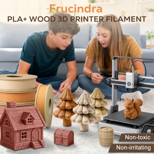 Image of Wood PLA+ 3D Printer Filament Bundle, Add More Than 20% Real WoodFiber, Wood Grain PLA+ Filament 1.75mm, Fits Most 3D Printers, Ideal as Gift - 4 Spools 250g Each (Oak, Teak, Cherry, Light)