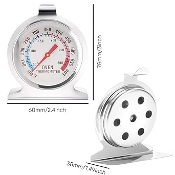 Oven Thermometer 2 Pack 50-300C/100-600F, for Grill Fry Chef Smoker Analog Thermometer Instant Read Stainless Steel Kitchen Cooking Tool Large Dial Display
