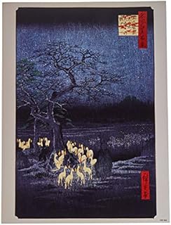 onthewall Hiroshige Japanese Poster Art Print foxfire on new year's night under the eno White, 30 x 40 cm, PDP001d