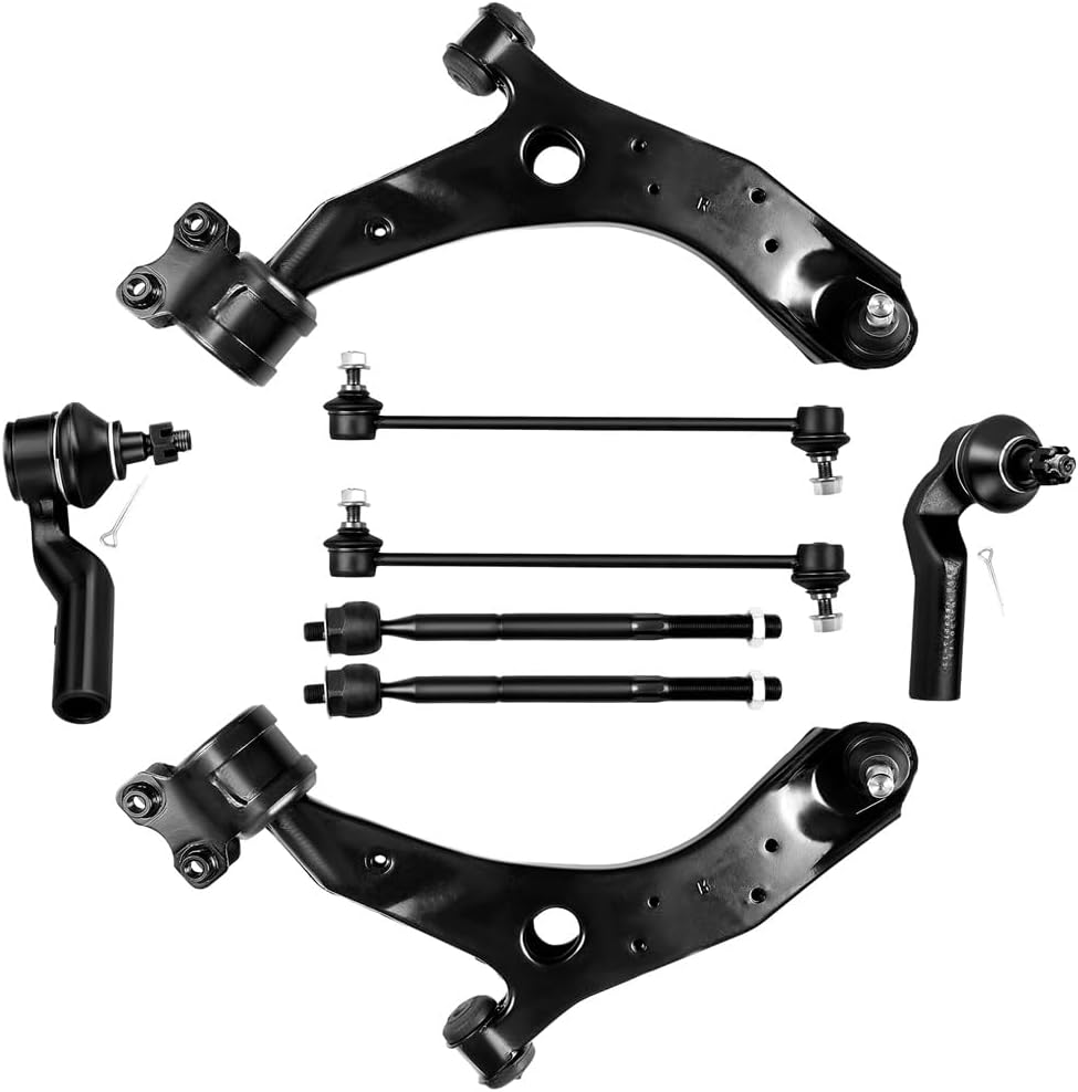 OCPTY - New 8-Piece fit for 2004-2009 for Mazda 3 2006-2010 for Mazda 5 2012-2014 for Mazda 5-2 Lower Control Arm Ball Joint 2 Front Sway Bar End Link 2 Outer Tie Rod 2 Inner Tie Rod