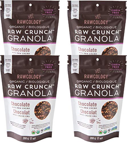 Rawcology - Pack de 4 Granolas Croquant Chocolat organique keto | Sans sucres ajoutés, sans gluten, paleo | 200g Cover