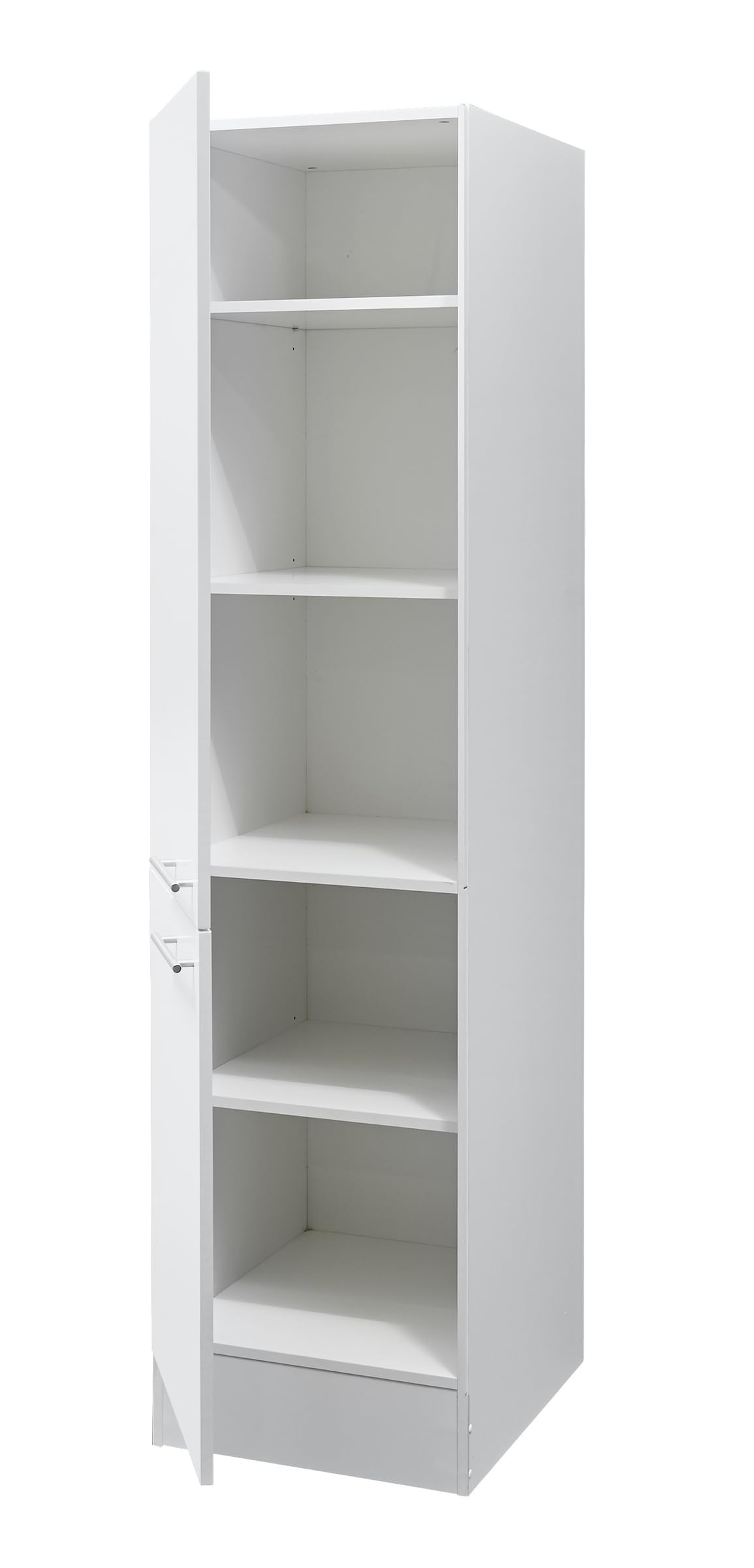 möbelando Eddy Moderner Vorratsschrank Küche in Weiß matt - Geräumiger Küchenschrank mit viel Stauraum - 50 x 200 x 57 cm (B/H/T)
