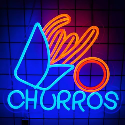 Churros Neon Sign, 15x13in, USB, Dimmable Wall Art