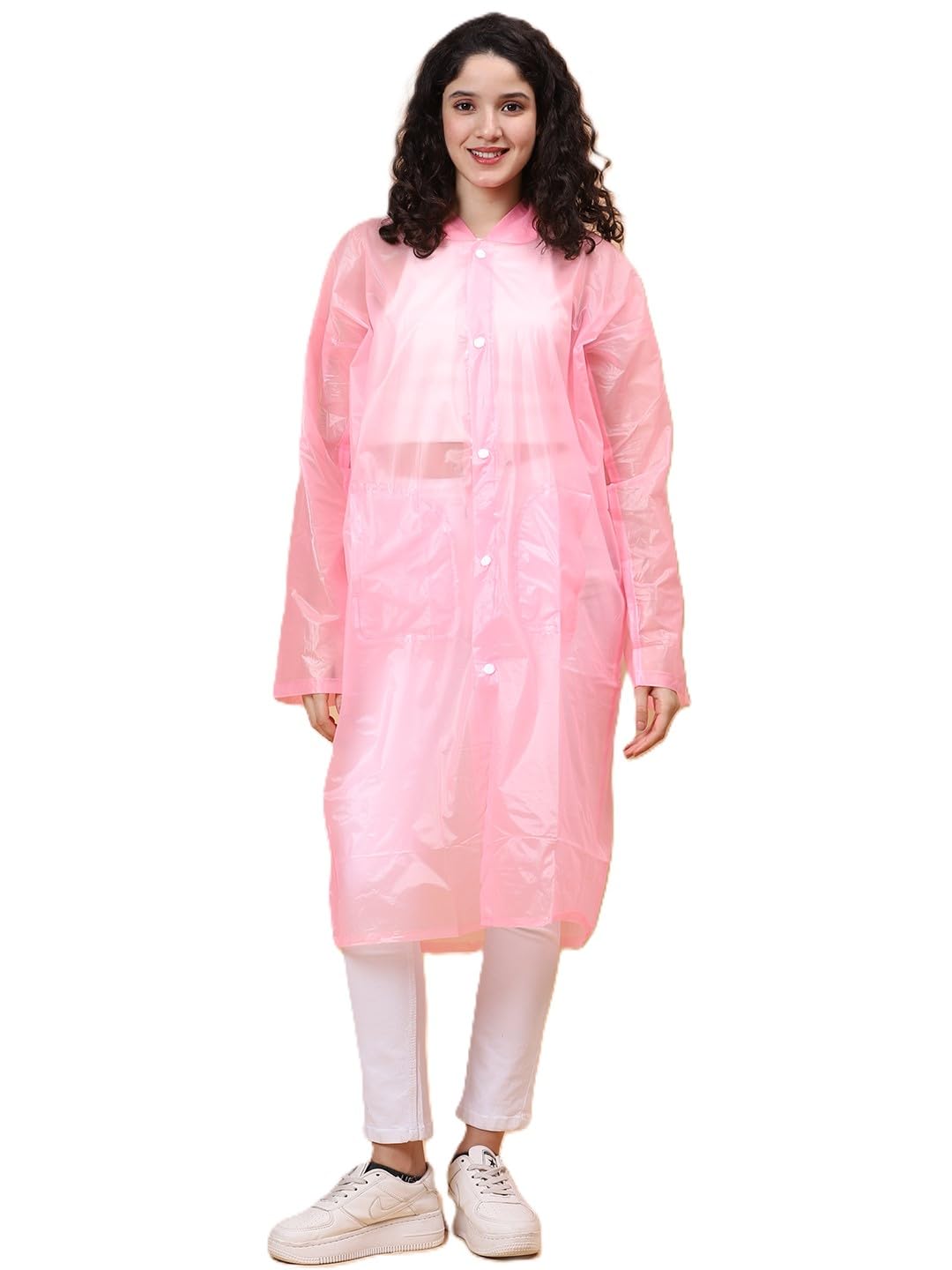 zacharias Women's Solid Polyester Waterproof Raincoat mls-01 (Pink) (Pack of 1)-picture-11