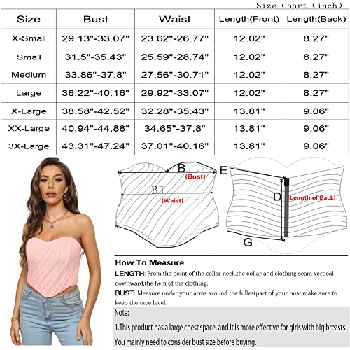 Bbydby Corset Tops For Women Strapless Open Back Overbust Bustier Tube Crop Top White Medium #TOP5