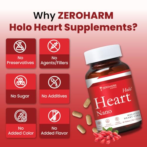Image of ZEROHARM Holo Heart Tablets | Plant-based Heart Health Supplements | Prevents Coronary Artery Diseases, Heart Blockages for Men & women | Manages Lipid Profile Advanced Nanotechnology | 60 Tablets