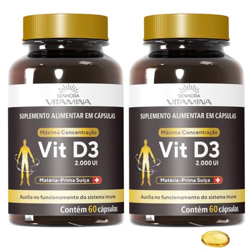Vitamina D3 da Suíça 2.000 UI em Mini Softgel Rápida Absorção (12...