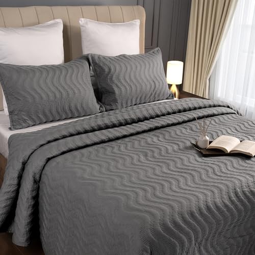 Image of MYTRIDENT Nectarsoft Italian Retreat King Size (228 cm x 274 cm) Bedcover Set, 100% Cotton, Slate