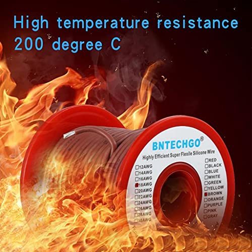 Image of BNTECHGO 18 Gauge Silicone Wire Brown 100ft Stranded Tinned Copper Wire | Flexible 18 AWG Stranded Wire Silicone Rubber Insulation For RC Models, Drone, Robot, Battery, EV Charger, 3D Printer, DIY