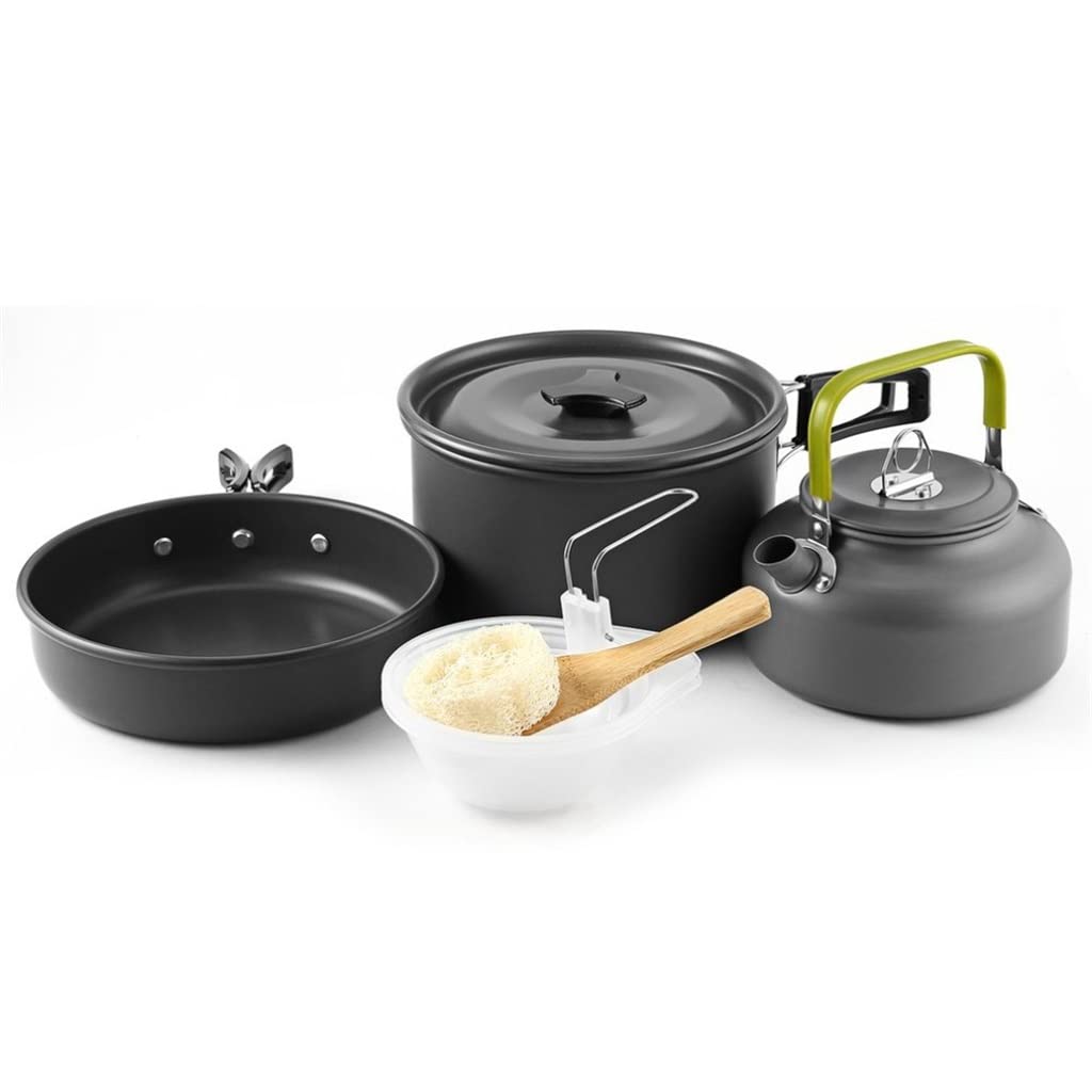 Matériel de cuisson pour bivouac et randonnée avec poêle et couverts pliables