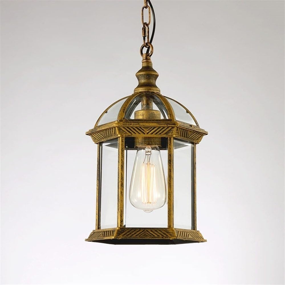 Bloohk One Color Outdoor Waterproof Chandelier, Retro Farmhouse Hanging Lantern, Vintage European Pendant Light For Gazebo, Porch, Corridor & Garden