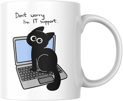 Cat Printed Funny Mug Cup IT Support Gift Tea Coffee Cup Coffee Mug