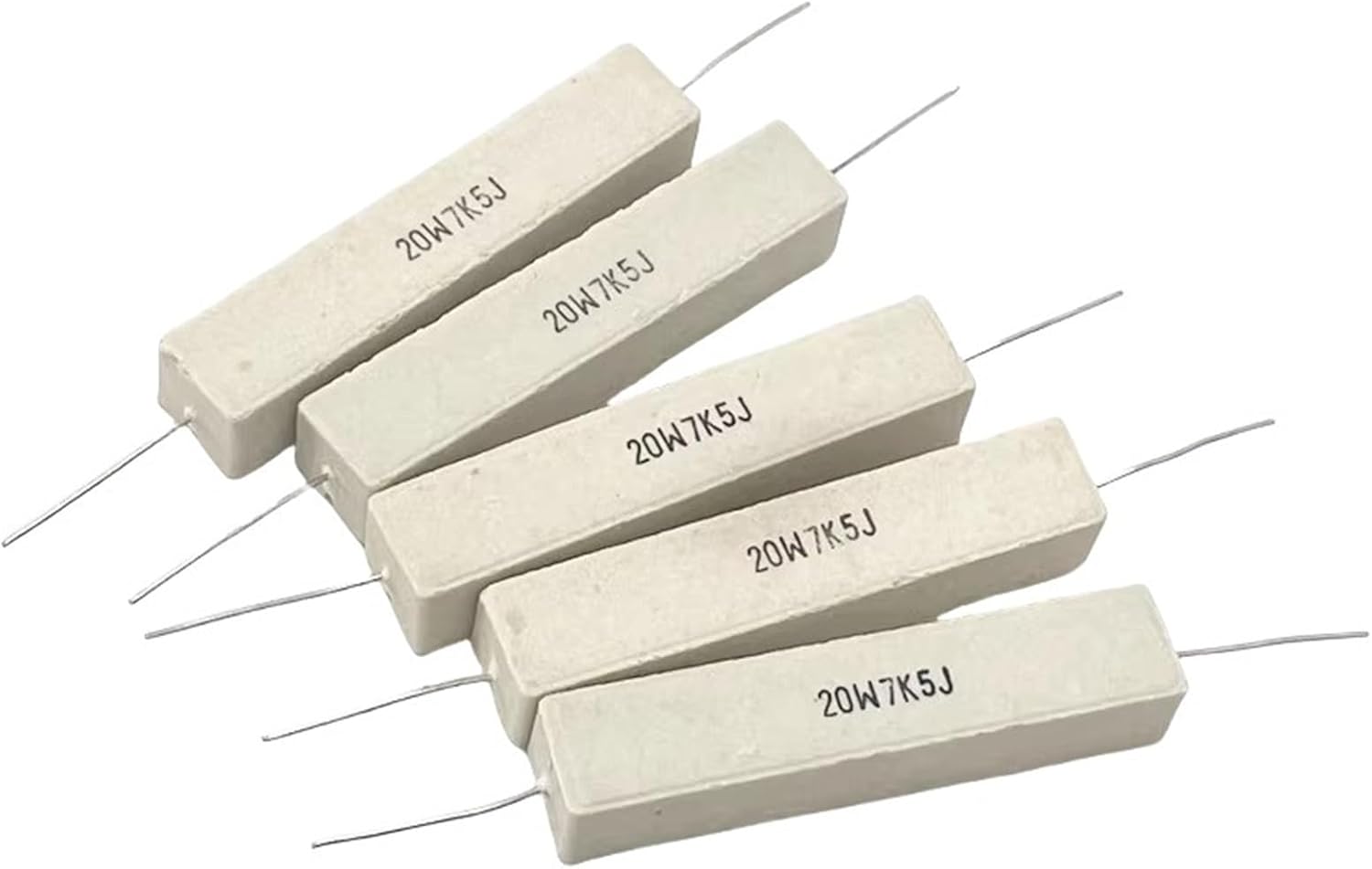 5PCS Cement resistance 20W horizontal 0.1R/0.47/2/4/3/5/6.8//10/47/100 ohms/1K/10K(2.7R)