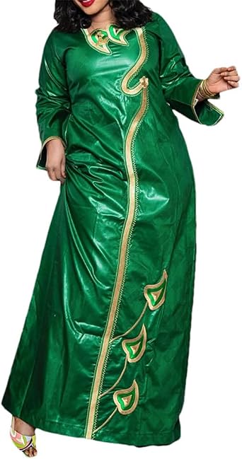 Vsadsau African Attire for Women Bazin Riche Embroidery Plus Size Wedding Party Church Dress