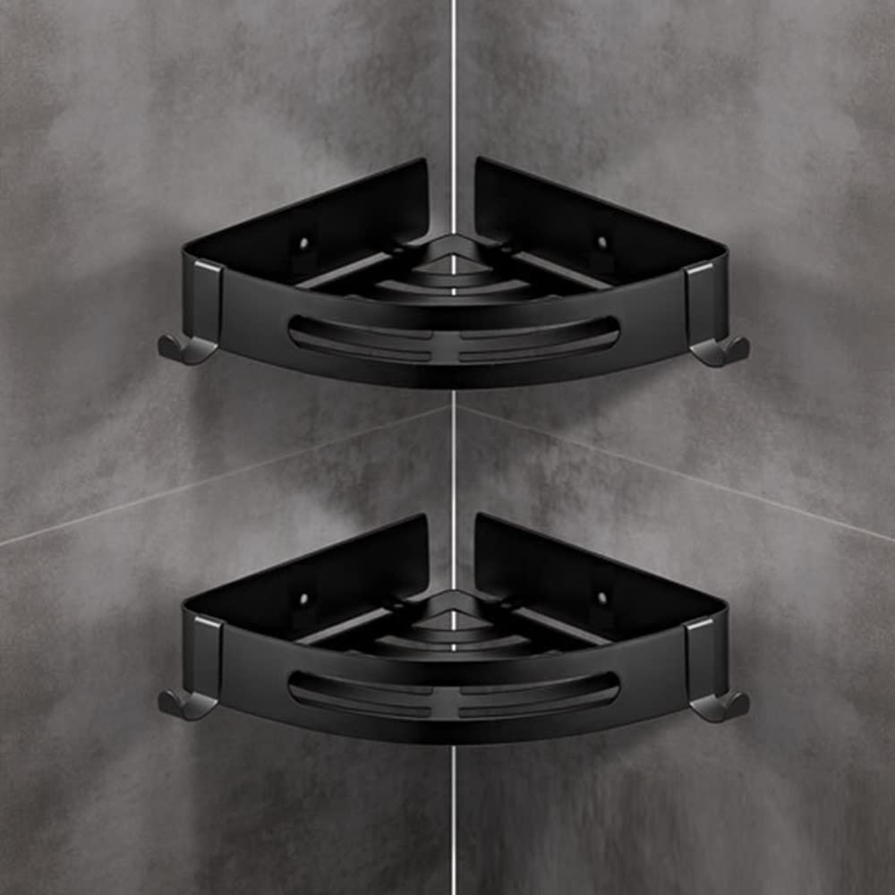 Estante de esquina de baño de acero inoxidable con cesta de drenaje para almacenamiento de gel de ducha y estantes de toallas, soporte de condimentos de cocina montado en la pared, estante flotante