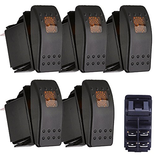 Esupport Car Marine Amber Led Toggle Switch Dash 4Pin Pack Of 5 #TOP19