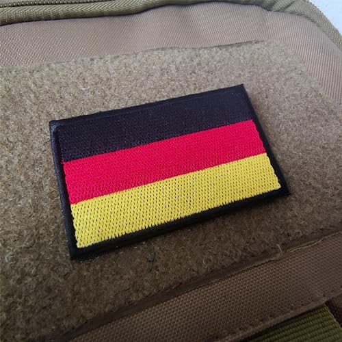 LJFEA 2 Stücke Deutschland Flaggen Patch Gestickt Abzeichen mit Klett Deutsch Applikationen für Kleidung Taschen Rucksack Uniform Weste Hundegeschirr Militär Taktisch Draussen Jersey