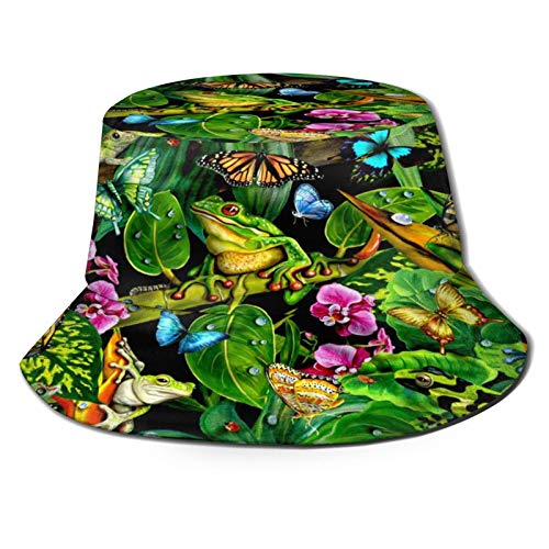 Sombrero de Pescador de la Selva de la Palma de la Rana Tropical protección Solar Plegable para Viajes de Verano al Aire Libre