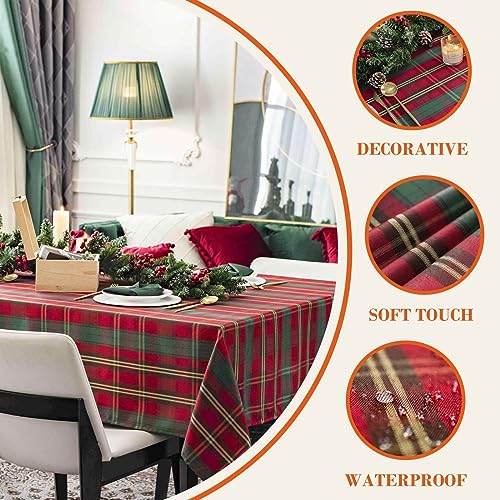Christmas Rectangle Tablecloth 60x84 inch - Waterproof Holiday Decoration Tablecloth - Reusable Wipable Fabric Table Linen for Kitchen, Holiday Dinner Table Covering for Thanksgiving – Image 2