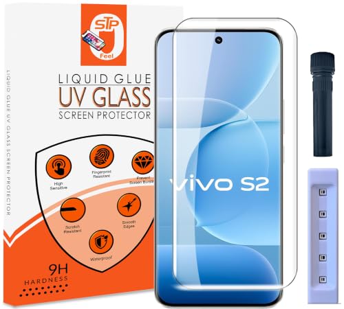 Image of STP FEEL Advanced UV Tempered Glass Screen Protector Guard Compatible For Vivo S2 5G (6.83 Inch, Pack of 1) Full Adhesive UV Curved Case Friendly HD Clarity with easy installation kit for Smartphone